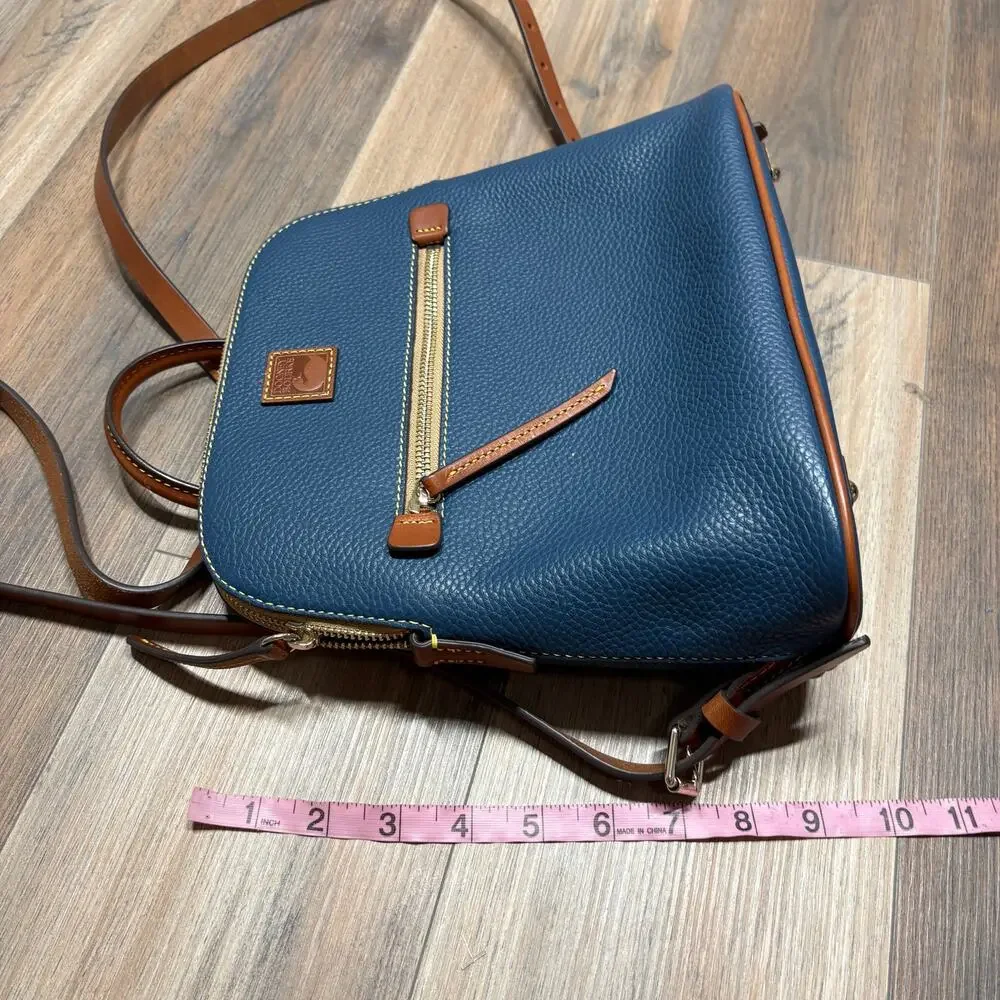 Dooney & Bourke Backpack Pebble Grain Jeans Blue Leather Pocket Adjustable Strap